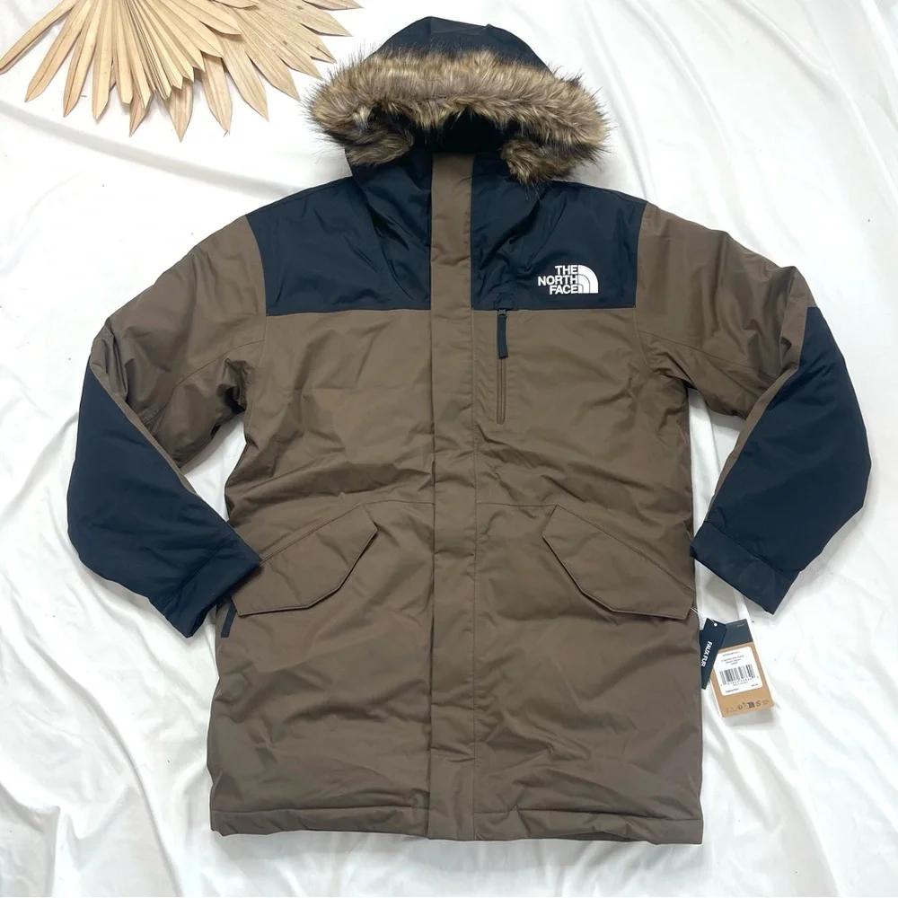 The North Face Bedford Down Insulated Smokey Brown Black Fur Parka Jacket Coat